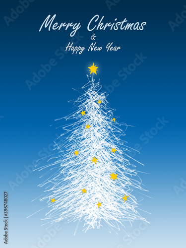 Christmas tree on Christmas card