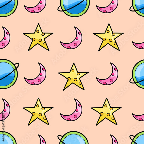 seamless intergalactic adventure background. repeat pattern background design