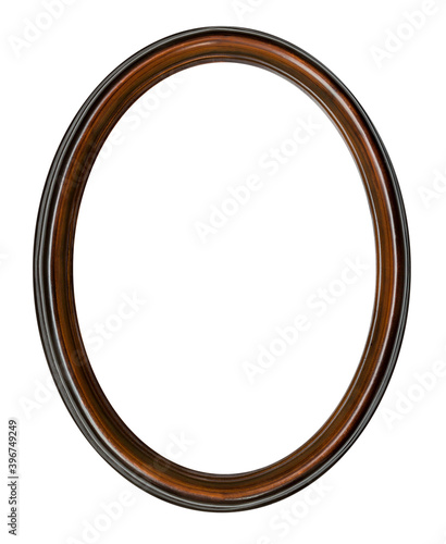 Obraz na plátně Vintage old retro wooden oval frame isolated on white