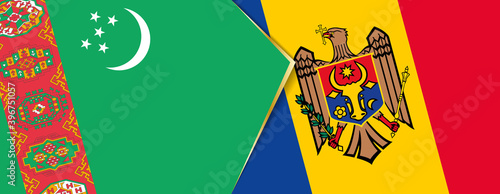 Turkmenistan and Moldova flags, two vector flags.