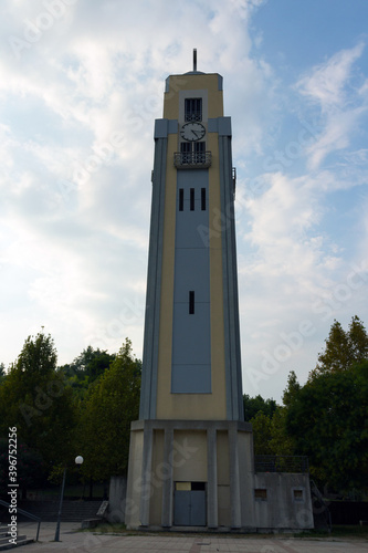Belltower of Mostar Catholic Cathedral in Mostar.Bosnia and Herzegovina