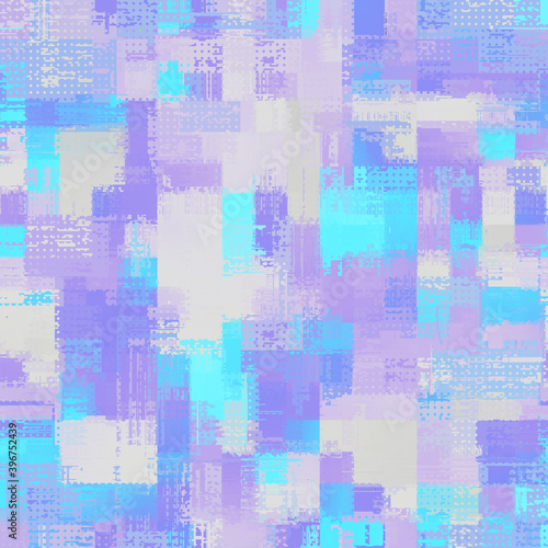 Abstract seamless pattern with imitation of a grunge glitch texture with thin lines. Vector image. © kastanka