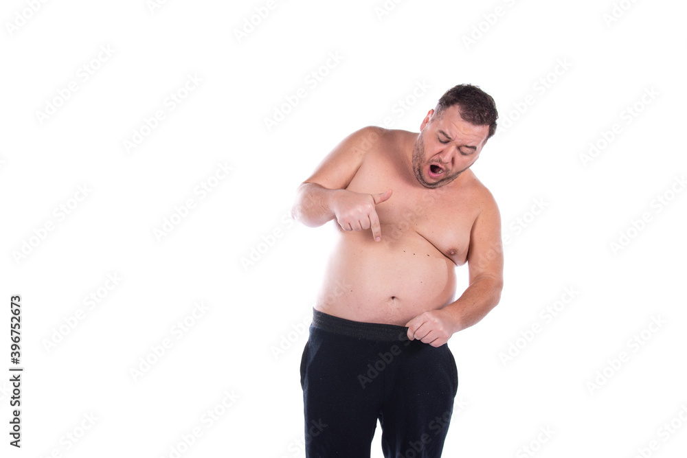 Fototapeta premium Funny fat man. Male problems.