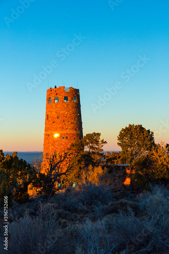 Desert View Watchtower or Indian Watchtower at Desert View, Grand Canyon National Park, Arizona, Usa, America