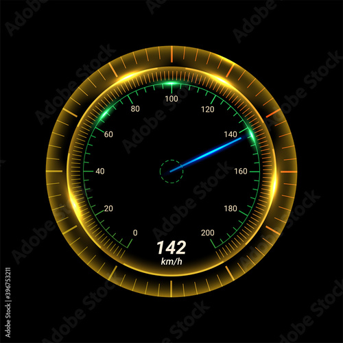 speed indicators with pointer for vehicle dashboard isolated