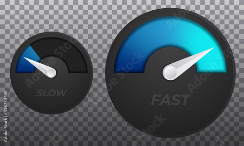speed indicators with pointer for vehicle dashboard isolated