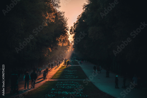 City park of Varna at sunset