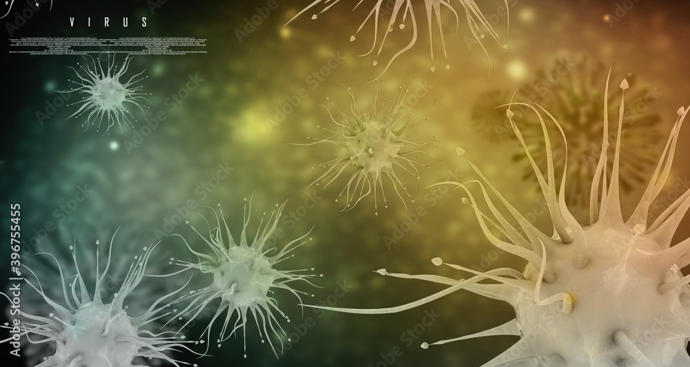 Fototapeta premium 3d rendering Virus bacteria cells background