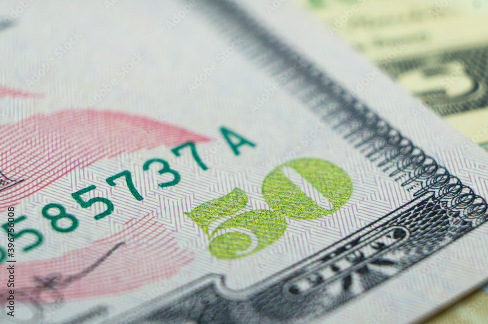 Obraz premium 50 fifty American dollars. U.S. National Bank banknote