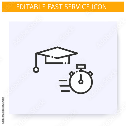 Express education line icon. Short term educational course, workshop. Quick services, short term, rapid work, time management concept. Isolated vector illustration. Editable stroke