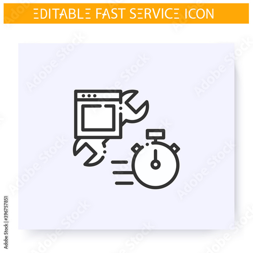 Fast appliances repair line icon. Rapid fixing and repair service. Quick services, short term, rapid work, time management concept. Isolated vector illustration. Editable stroke