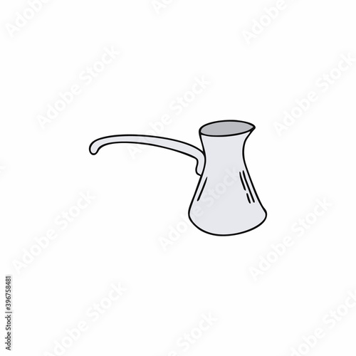 Turk for coffee in Doodle style. Illustration for the coffee shop menu in vector.