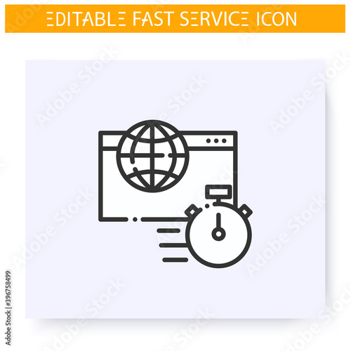 Fast internet line icon. Internet providing. Speed internet, rapid network connection. Quick services, short term, rapid work, time management concept. Isolated vector illustration. Editable stroke