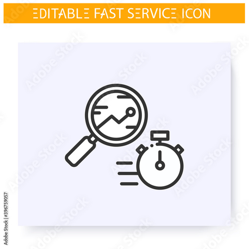Express audit line icon. Rapid business processes analysis. Quick research. Quick services, short term, rapid work, time management concept. Isolated vector illustration. Editable stroke