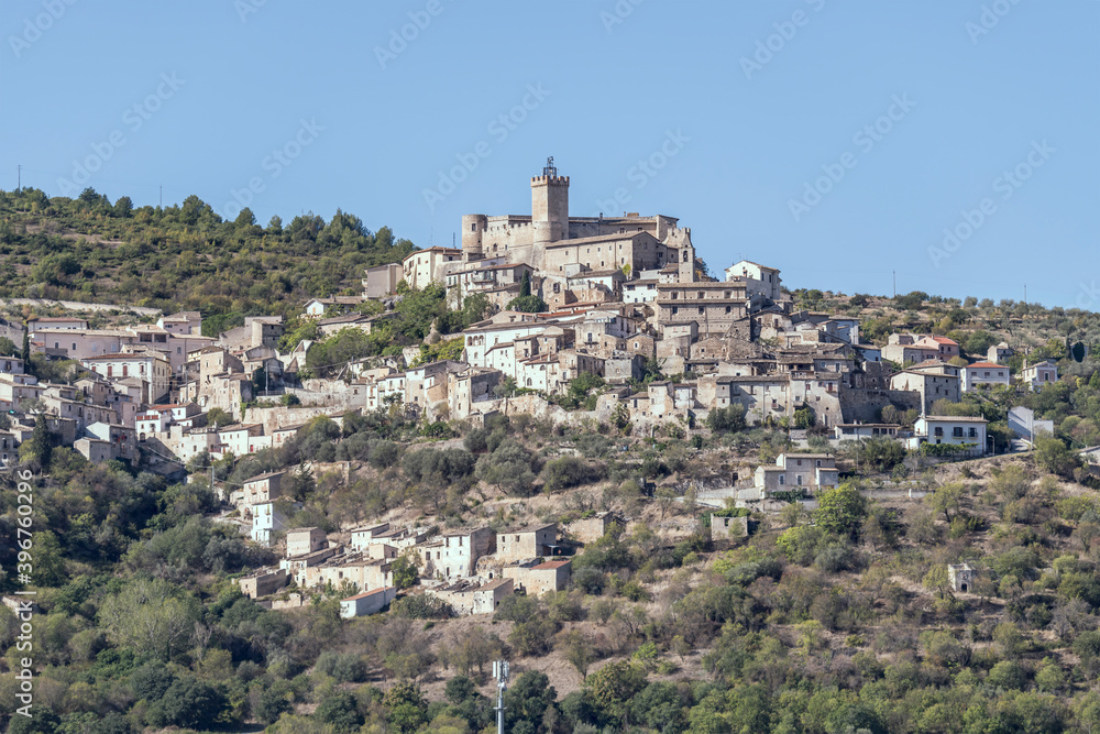 Piccolomini castle at Capestrano hilltop village, Abruzzo, Italy