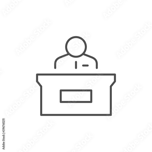 Reception desk line outline icon
