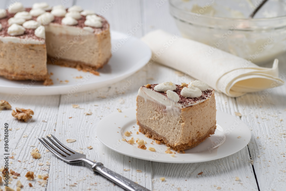 Delicious cheesecake with cream cheese and cocoa. Delicious cheesecake with cream cheese and cocoa.