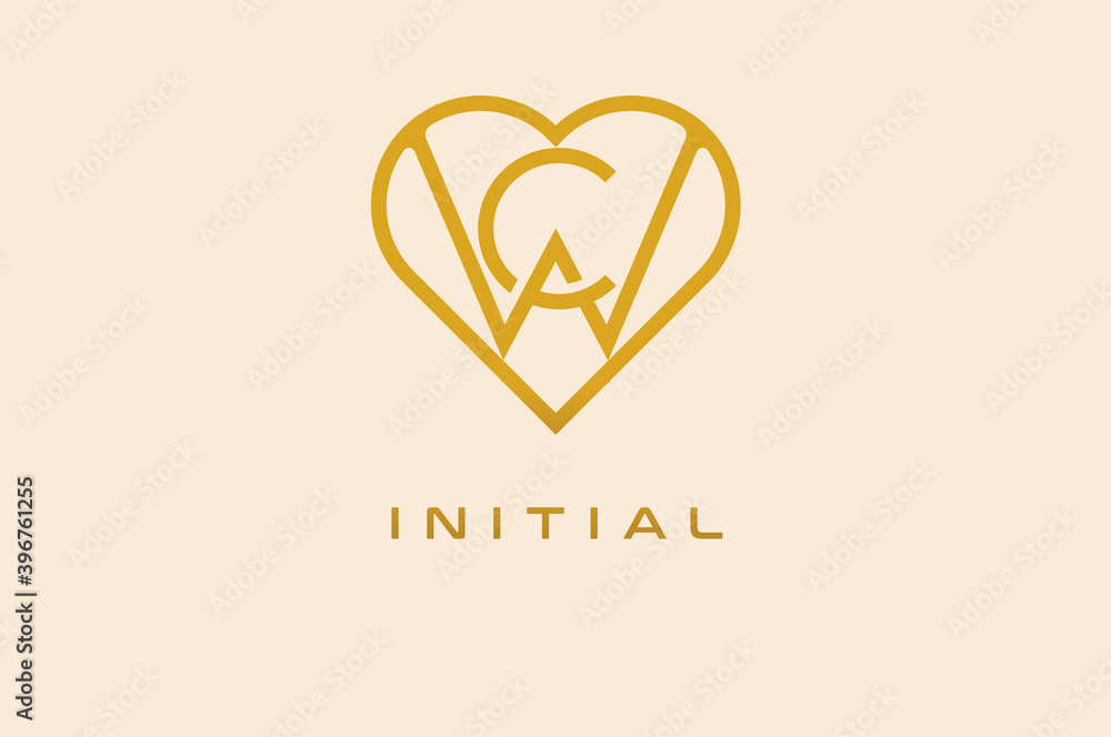 Abstract initials C and W logo, gold colour line style heart and letter combination, usable for brand, card and invitation, logo design template element,vector illustration Abstract initials C and W logo, gold colour line style heart and letter combination, usable for brand, card and invitation, logo design template element,vector illustration