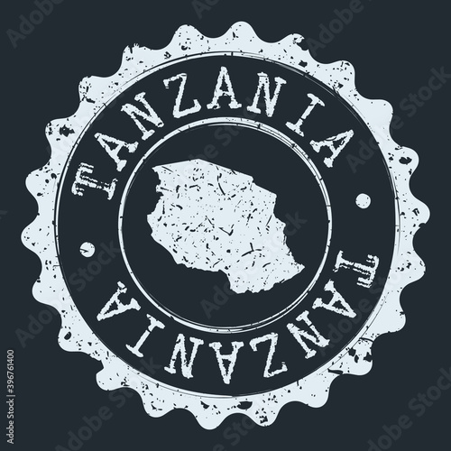 Tanzania Map Seal. Silhouette Postal Passport Stamp. Round Vector Icon Postmark.