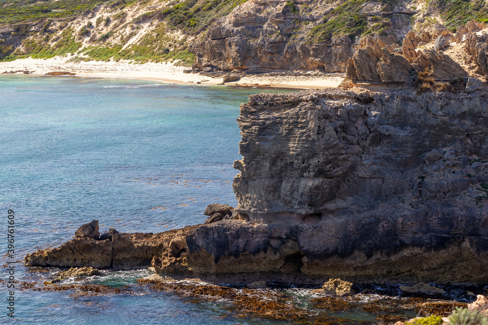 Obraz premium The cliff faces of Cape Northumberland in Port MacDonnell South Australia on November 10th 2020