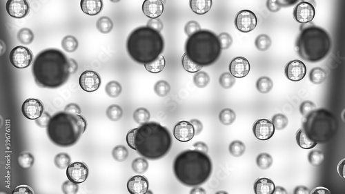 3d rendering of abstract black and white water drops on a white background.