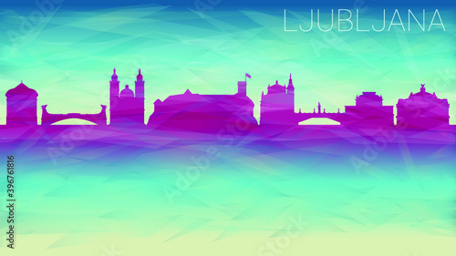 Ljubljana Slovenia. Broken Glass Abstract Geometric Dynamic Textured. Banner Background. Colorful Shape Composition.