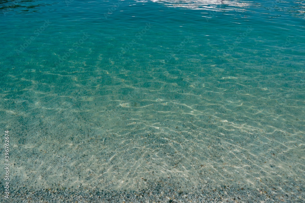 Natural background. Beautiful marine background. Seascape. Aerial top view of waves, foam, water, ocean. The nature of Adriatika