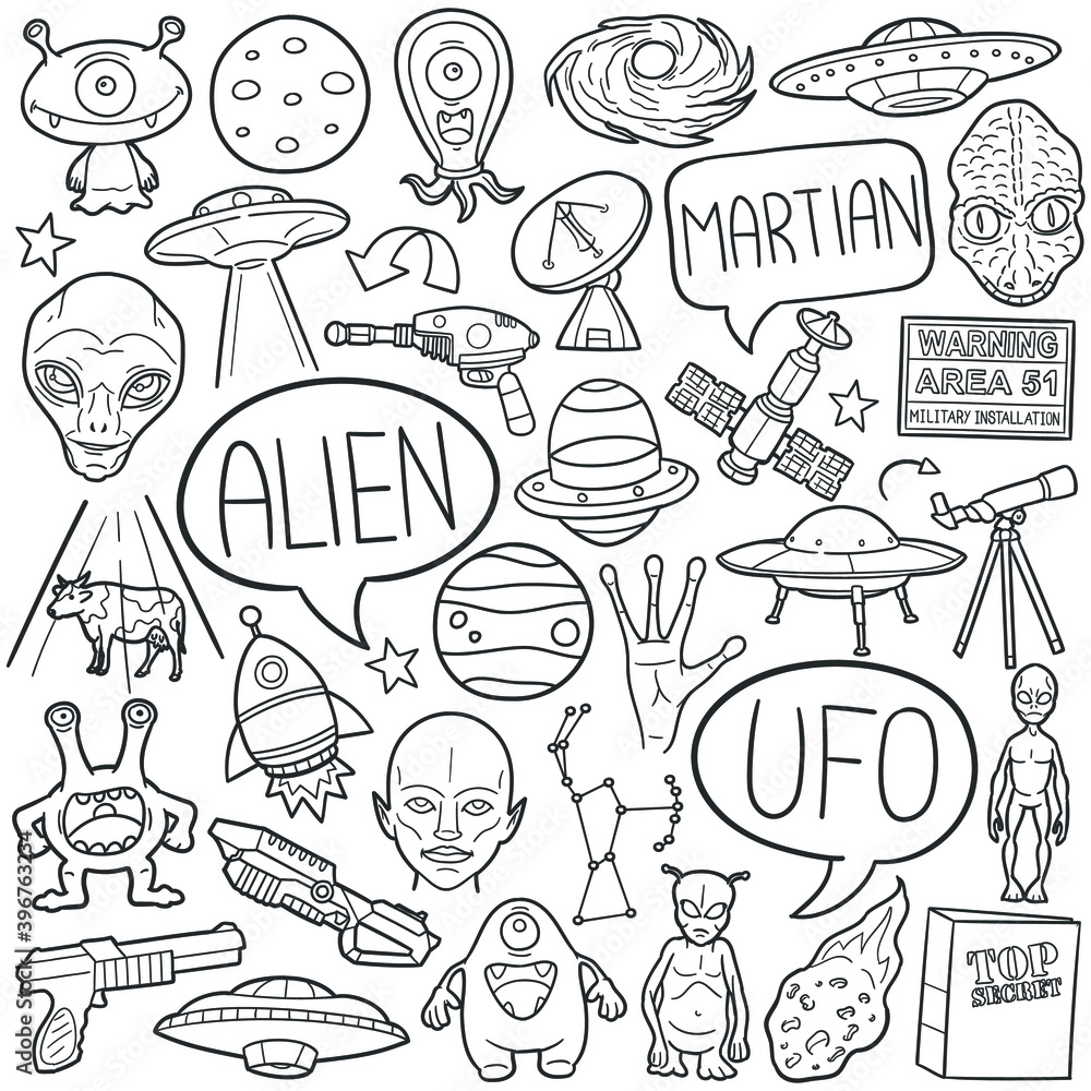 Vetores de Alien Doodle Desenho e mais imagens de 2015 - 2015