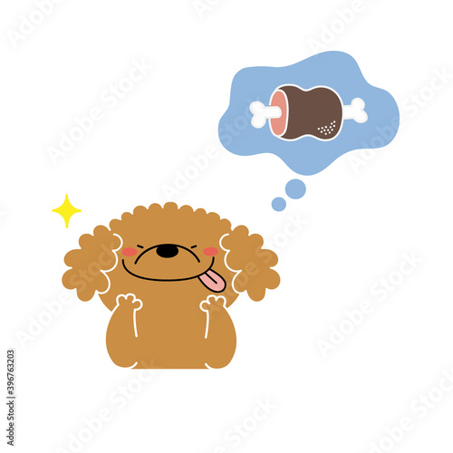 ご馳走を想像して喜ぶプードル