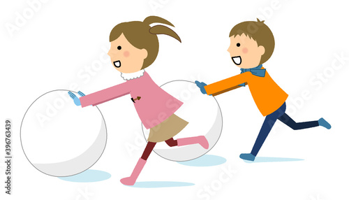 雪遊びをする子供達