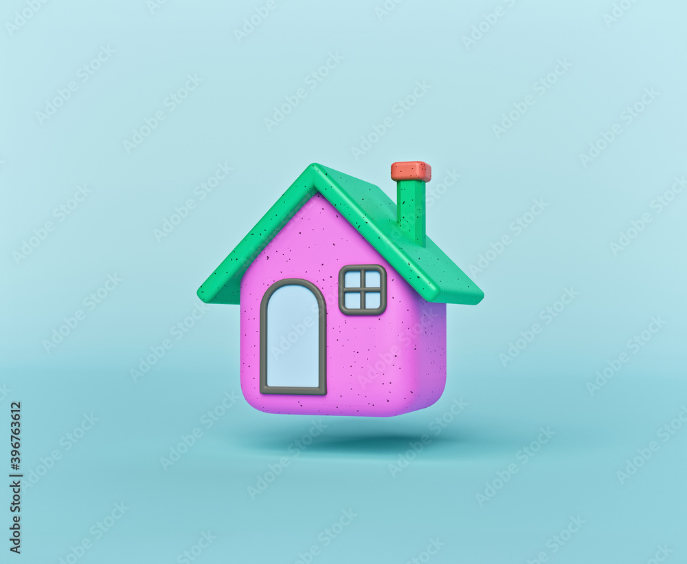 minimal style cute home, house icon isolated. 3d rendering minimal style cute home, house icon isolated. 3d rendering
