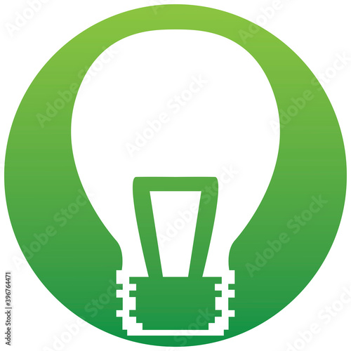 Light bulb in green circle vector icon isolated on white background photo