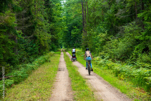 On the trail, cycling in interesting terrain