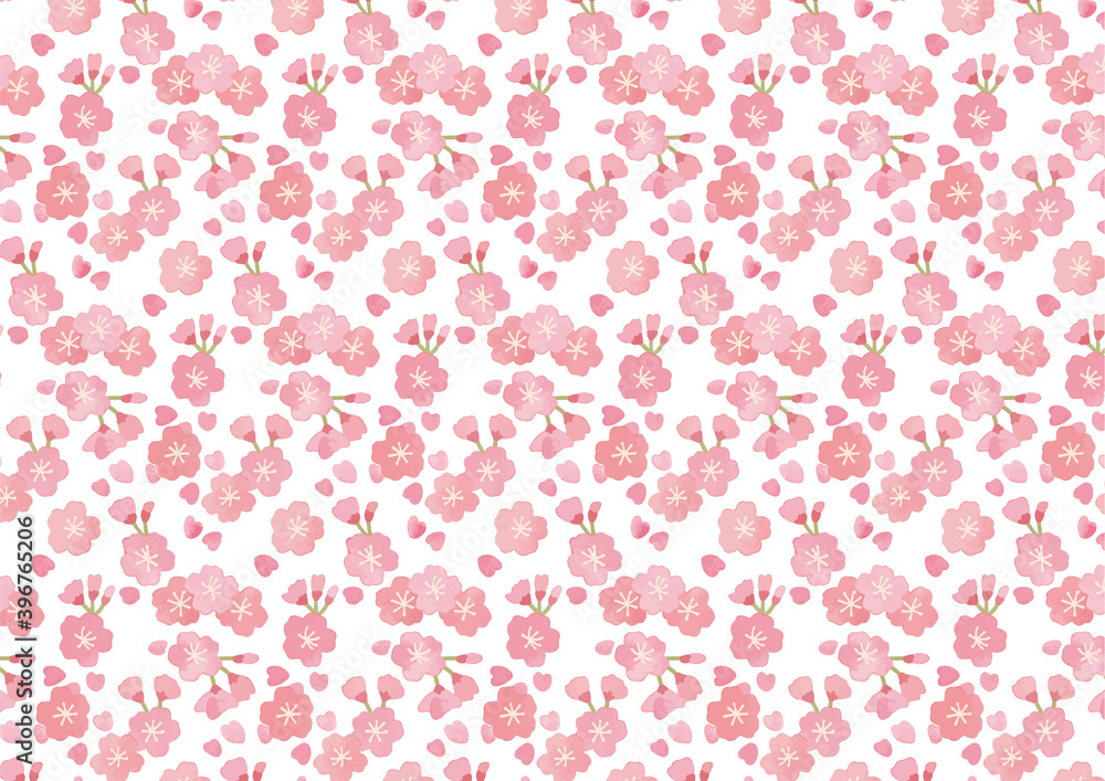 和風 かわいい桜のパターン背景 和風 かわいい桜のパターン背景