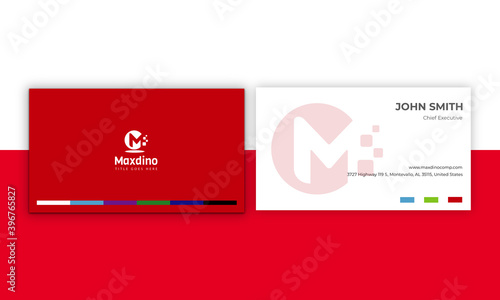 red white business card and visiting card template