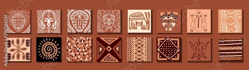 Stylish set of tiles, great design for any purposes. Trendy retro style. Decorative symbol. Beautiful color. Nature illustration. Trendy decor