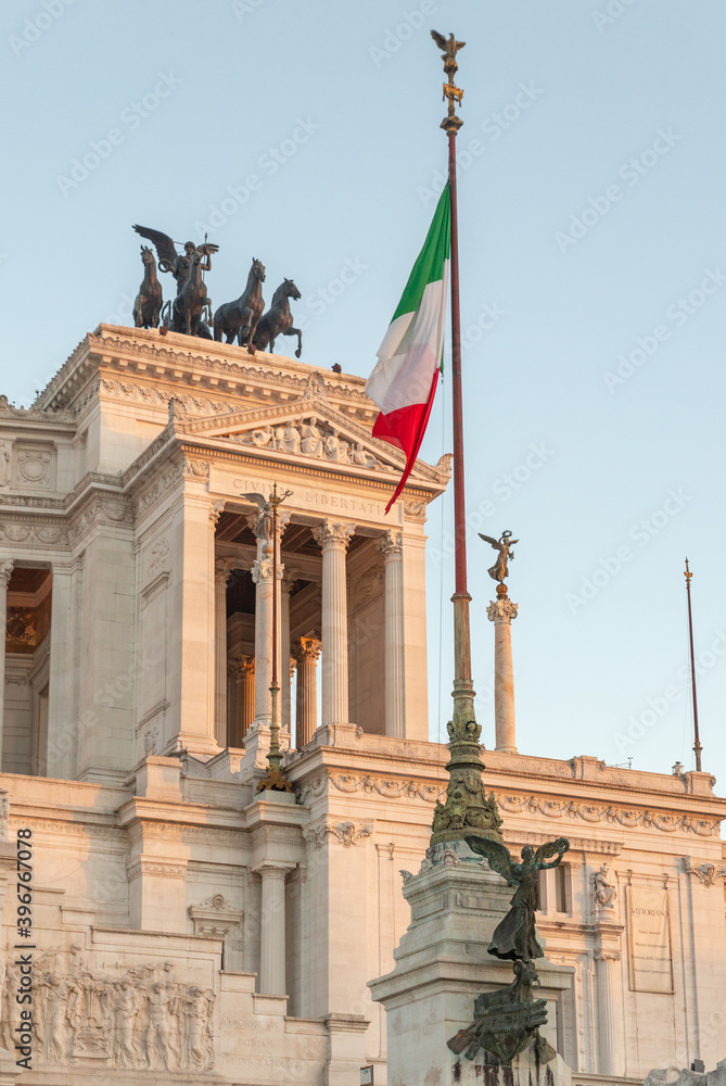 Flag of Italy in Front of Altare Della Patria Rome, Italy