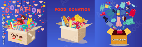Set of Boxes with different type of donation