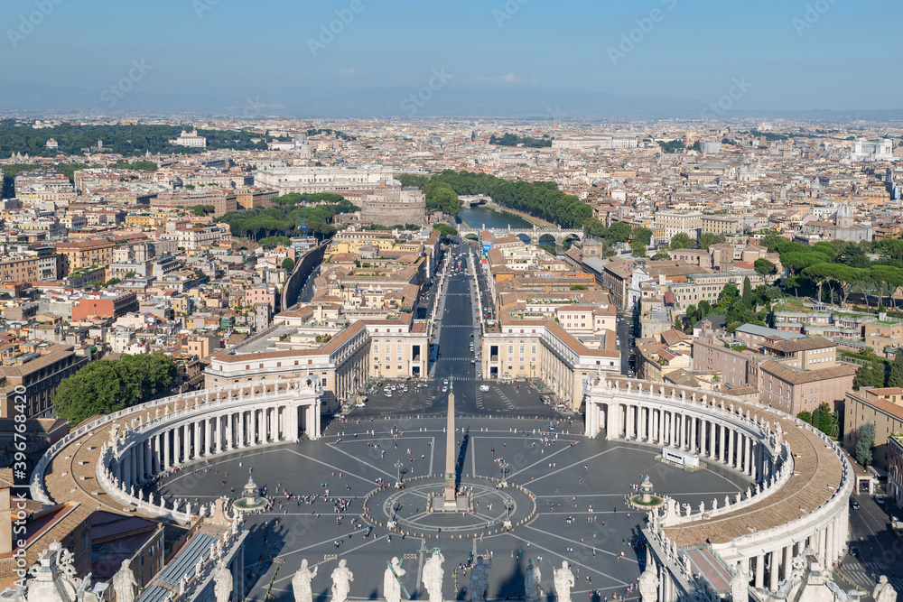Saint Peter's Square in Vatican City, Rome Skyline of the city.