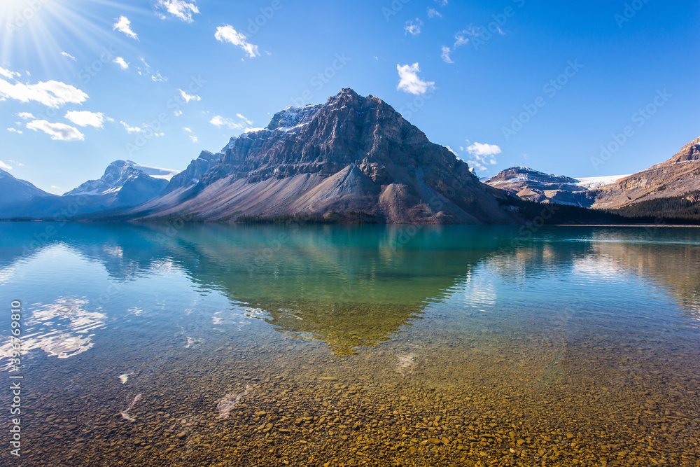 Mountains are reflected in the lake