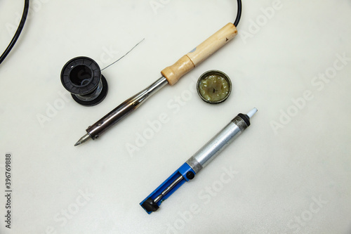 Wallpaper Mural Soldering iron with soldering accessories on a white background Torontodigital.ca