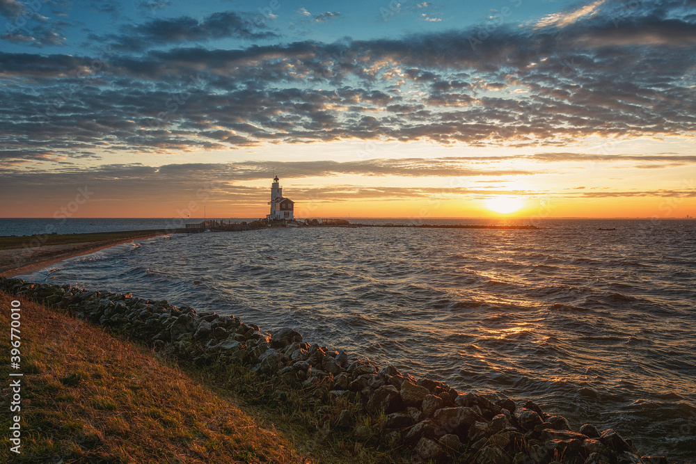 Fototapeta premium The lighthouse Het Paard van Marken on the island of Marken