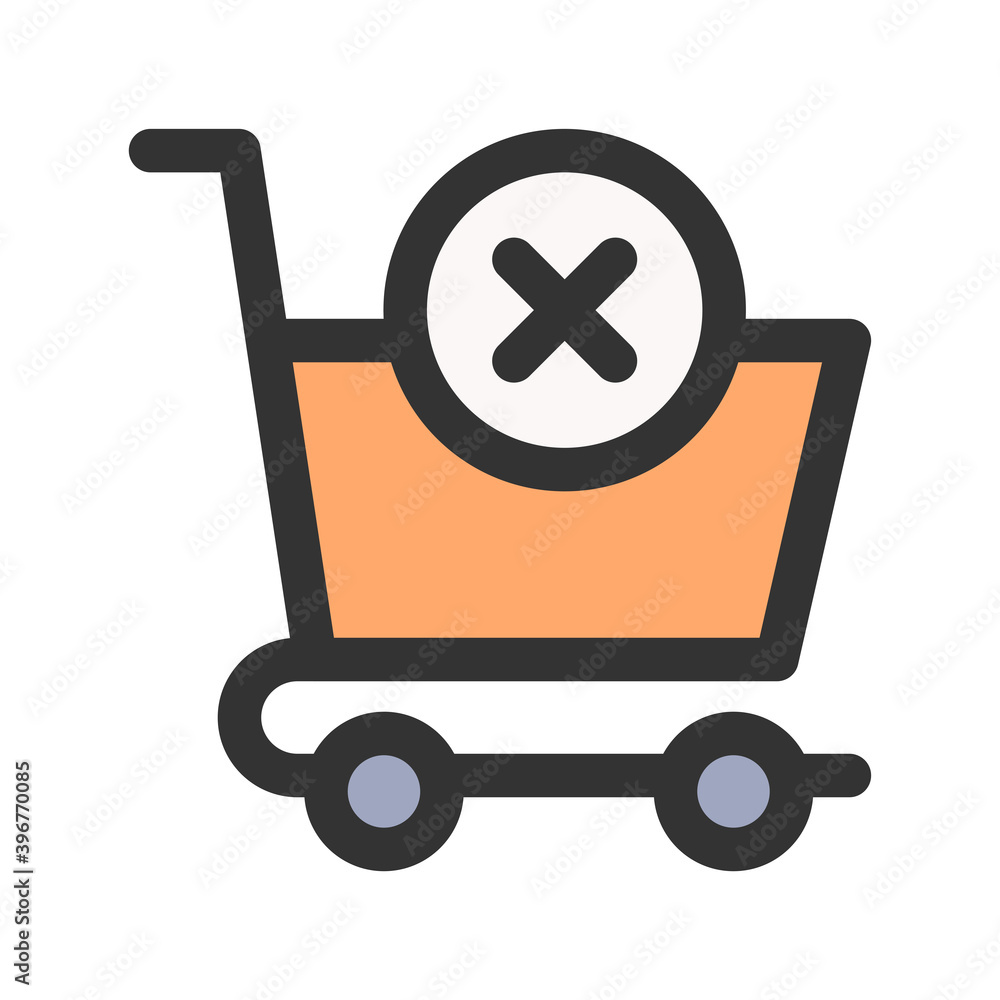 delete shopping cart icon vector illustration. delete shopping cart icon lineal color design. delete shopping cart icon vector illustration. delete shopping cart icon lineal color design.