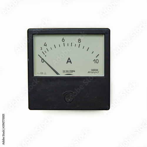 Old analog ammeter isolated on a white background