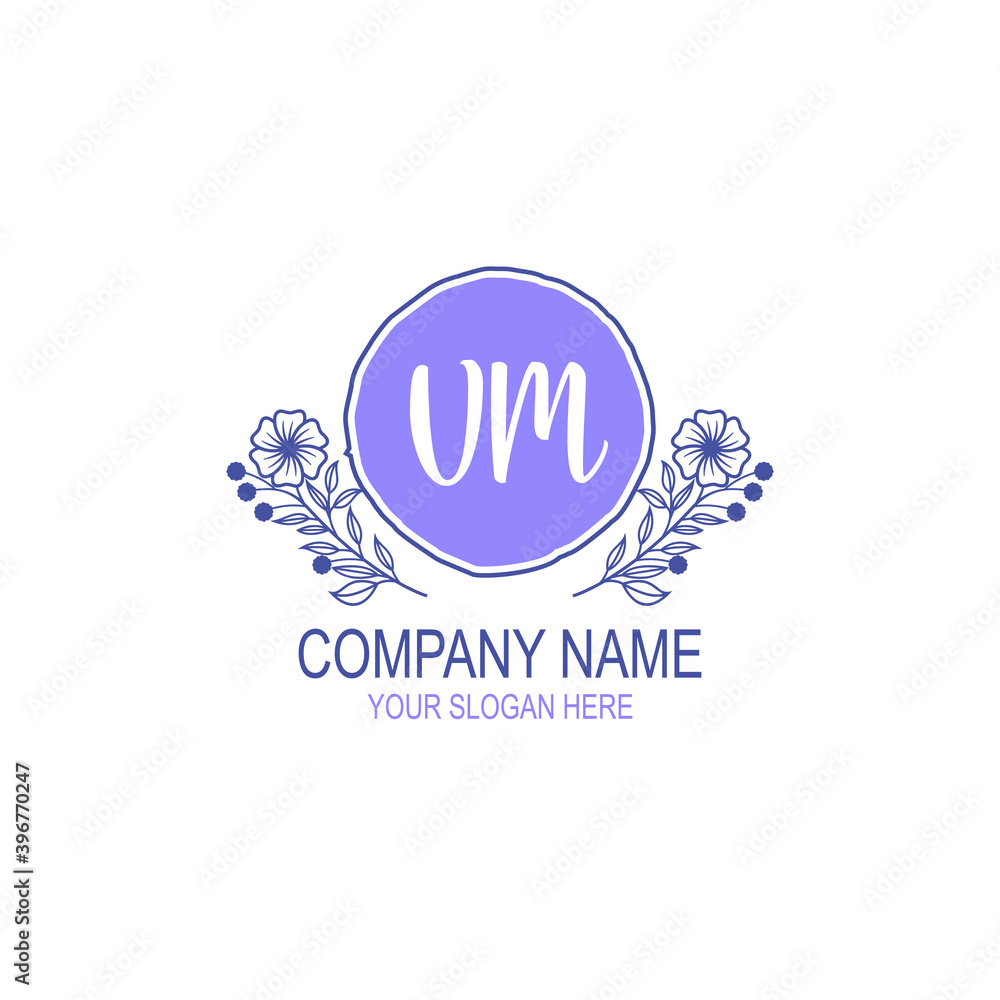 Initial VM Handwriting, Wedding Monogram Logo Design, Modern Minimalistic and Floral templates for Invitation cards
