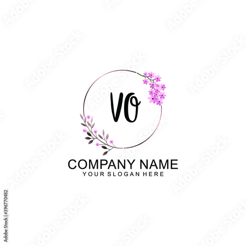 Initial VO Handwriting  Wedding Monogram Logo Design  Modern Minimalistic and Floral templates for Invitation cards