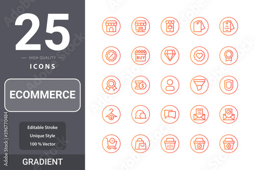 Ecommerce icon pack for your web site design, logo, app, UI. Ecommerce icon gradient design. Vector graphics illustration and editable stroke. EPS 10.