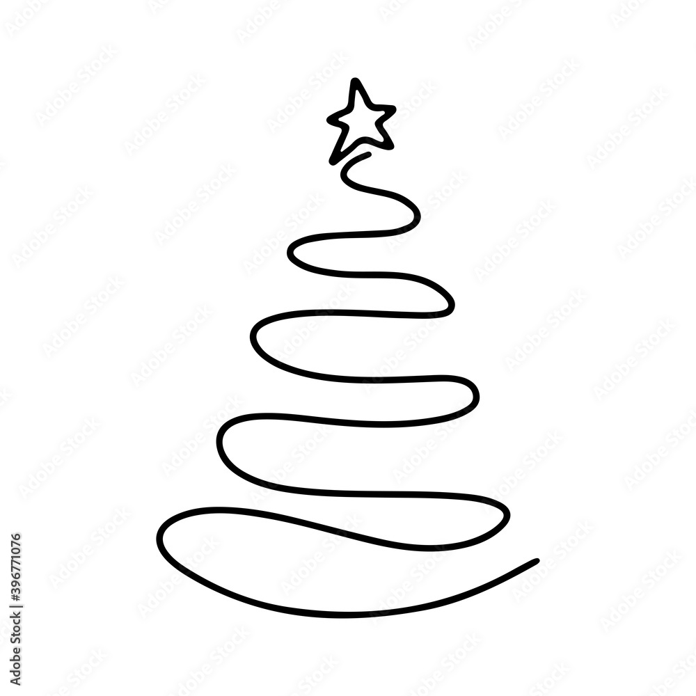 Hand drawn doodle Christmas Tree isolated on white background. Vector outline illustration. Design for holiday cards, backgrounds, ornaments, decoration, banner, flyer Hand drawn doodle Christmas Tree isolated on white background. Vector outline illustration. Design for holiday cards, backgrounds, ornaments, decoration, banner, flyer