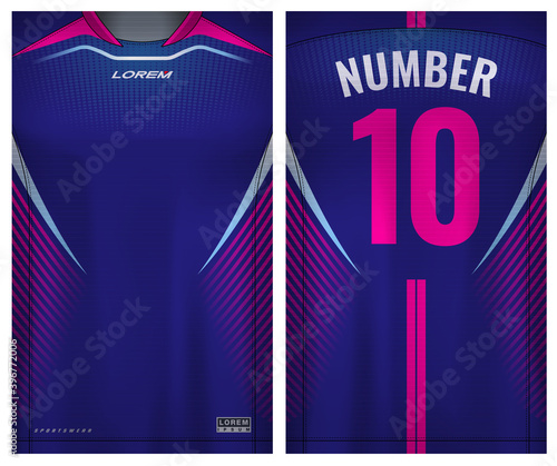 Fabric textile for Sport t-shirt ,Soccer jersey mockup for football club. uniform front and back view.