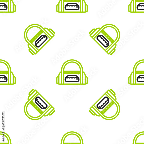 Line Sport bag icon isolated seamless pattern on white background. Vector Illustration.